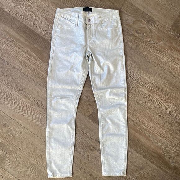 RtA Pants - RtA Brand Women’s Silver Coated Denim Mid-rise Skinny Ankle Jean